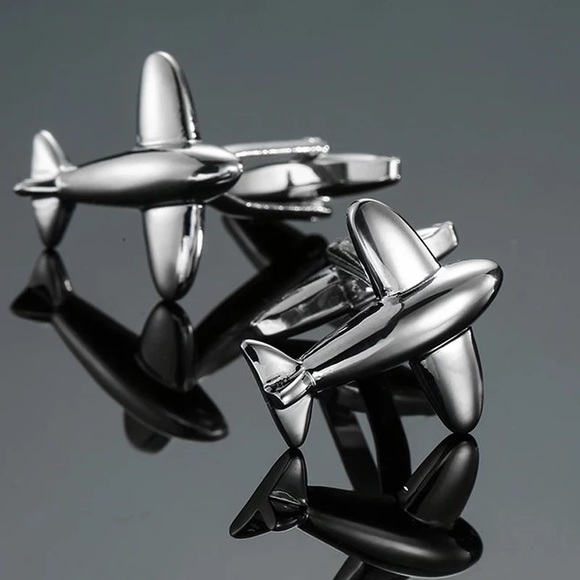 Silver Low Wing Airplane Aviation Cufflinks - Picture 3 of 9